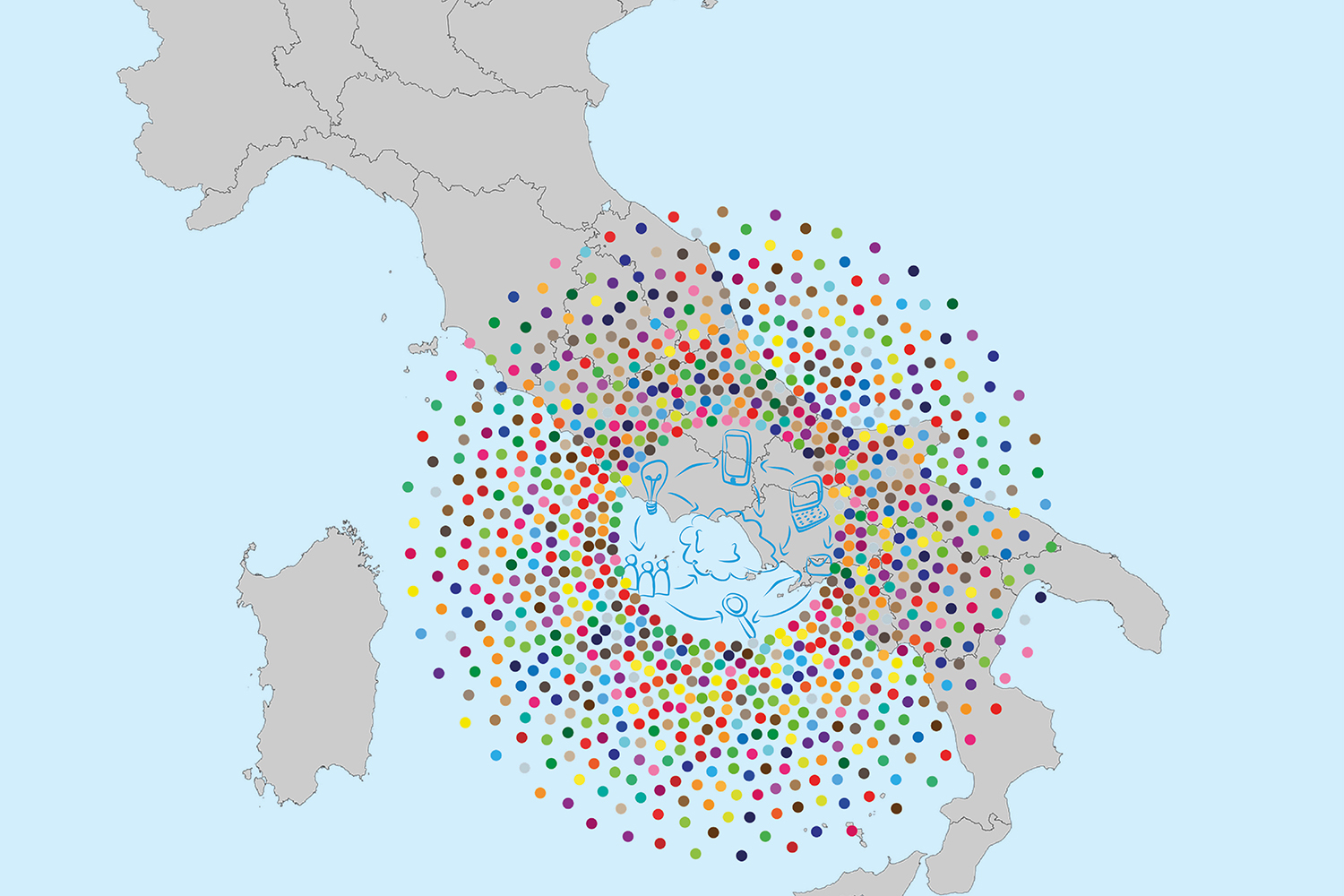 Carta geografica del sud Italia