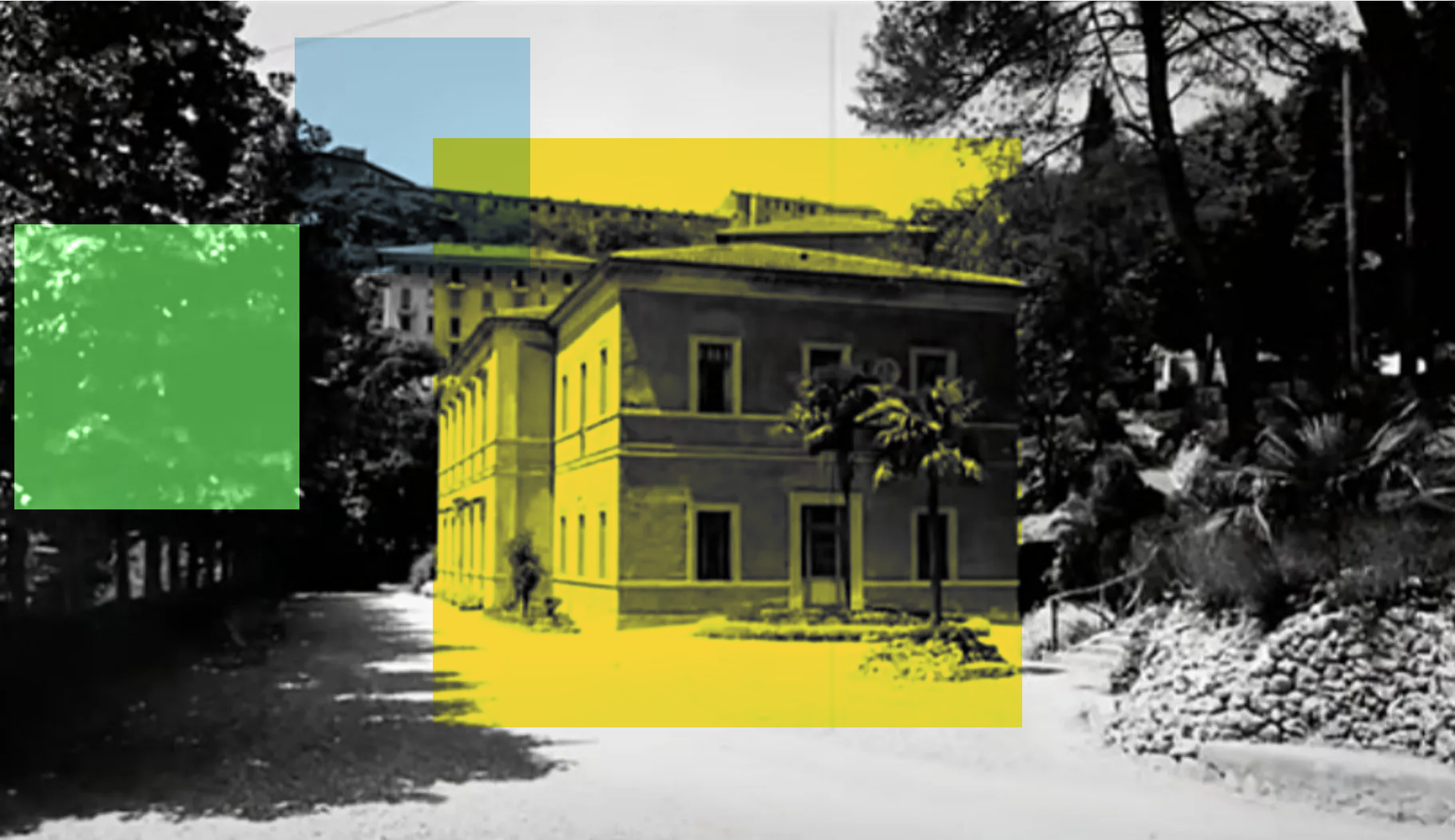 the building in a vintage photograph