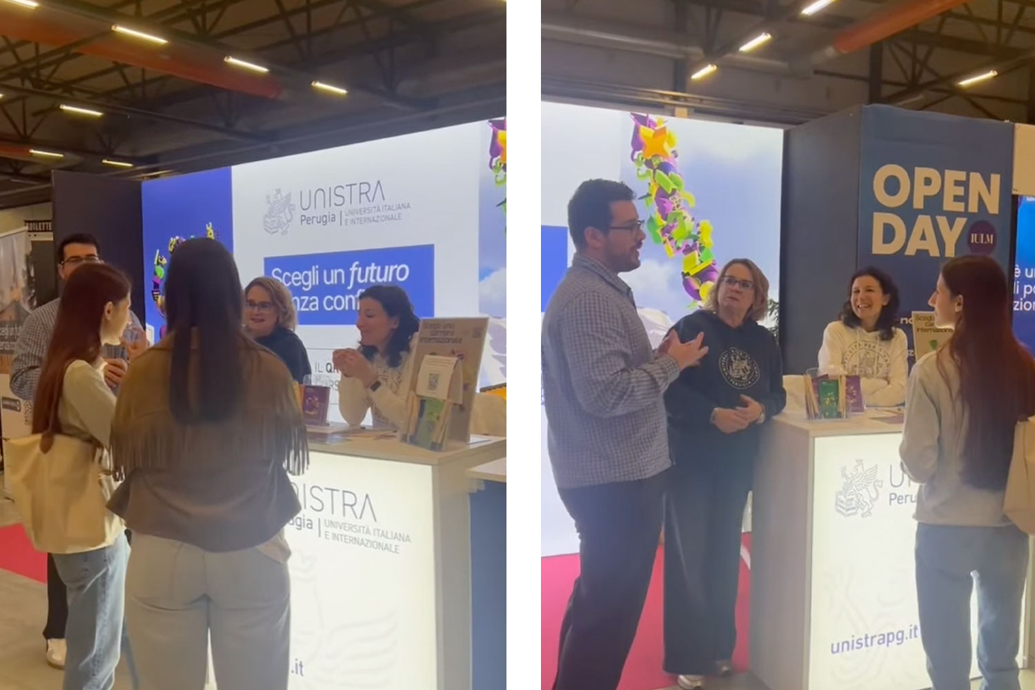 persone interessate al desk Unistra presso il Salone dello studente di Bastia Umbria