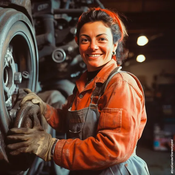 operaria sorridente in fabbrica