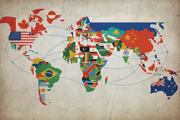 planisfero e bandiere dei diversi paesi