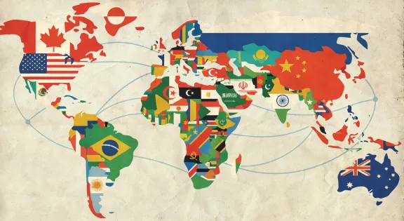 planisfero colorato con le bandiere