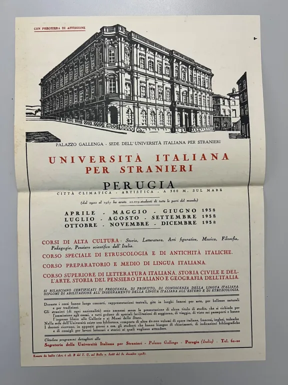 Volantino dei corsi di alta cultura (1958)